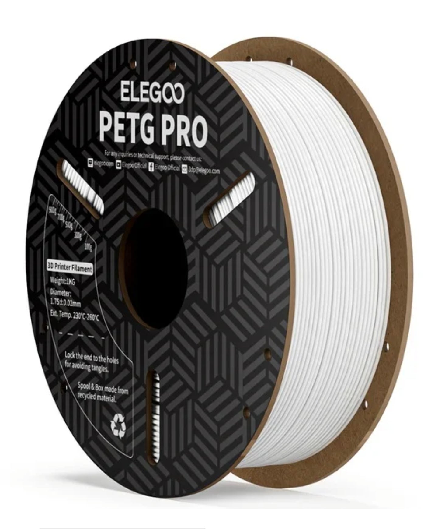 Filamento de Impressão 3D PETG Pro 1,75mm 1Kg (Branco) - ELEGOO