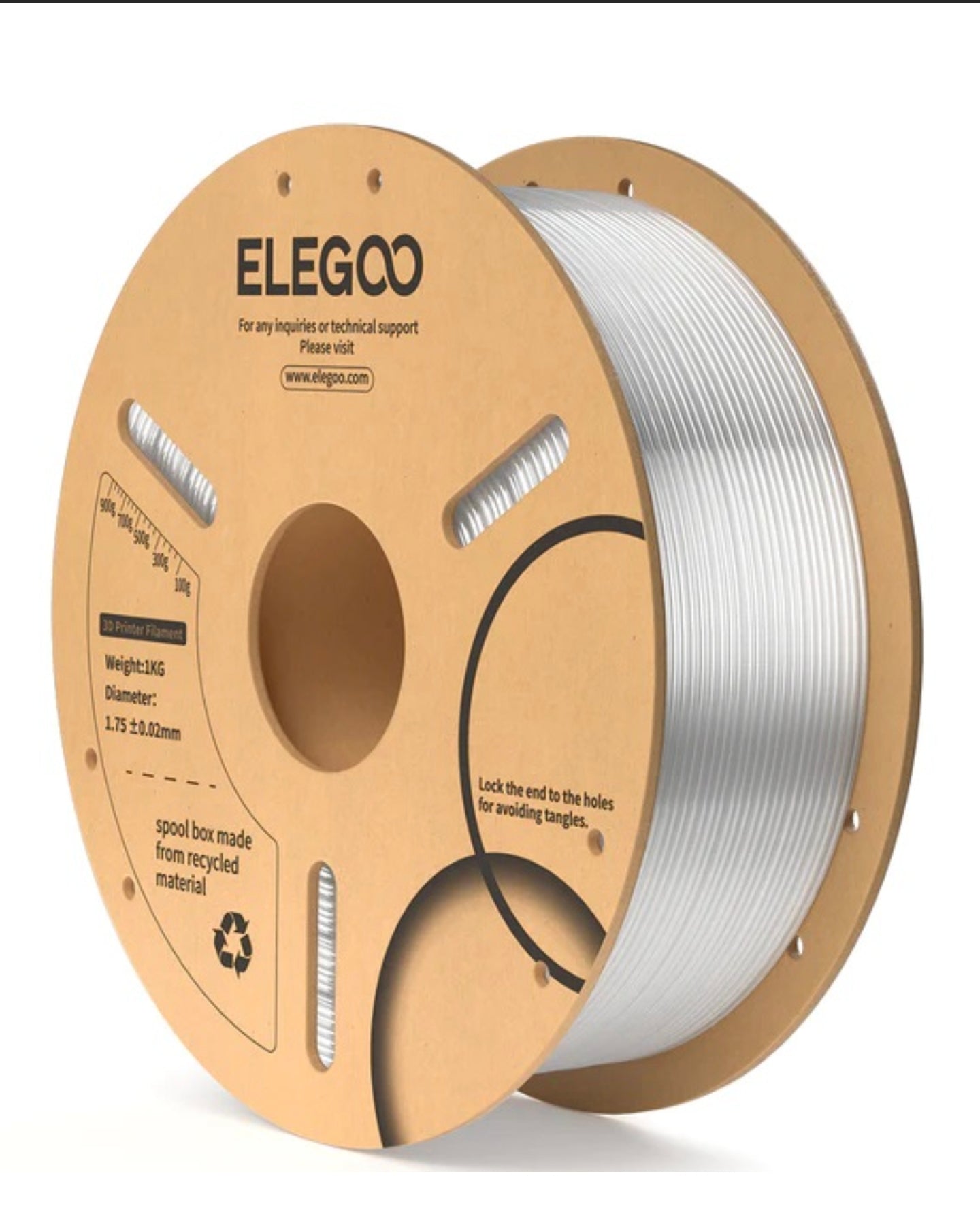Filamento de Impressão 3D PLA 1,75mm 1Kg (Transparente) - ELEGOO