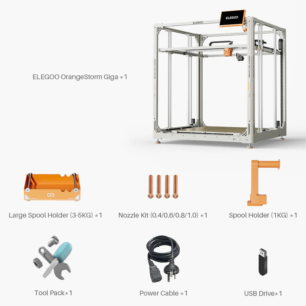 Impressora 3D OrangeStorm Giga (800 x 800 x 1000 mm) - ELEGOO