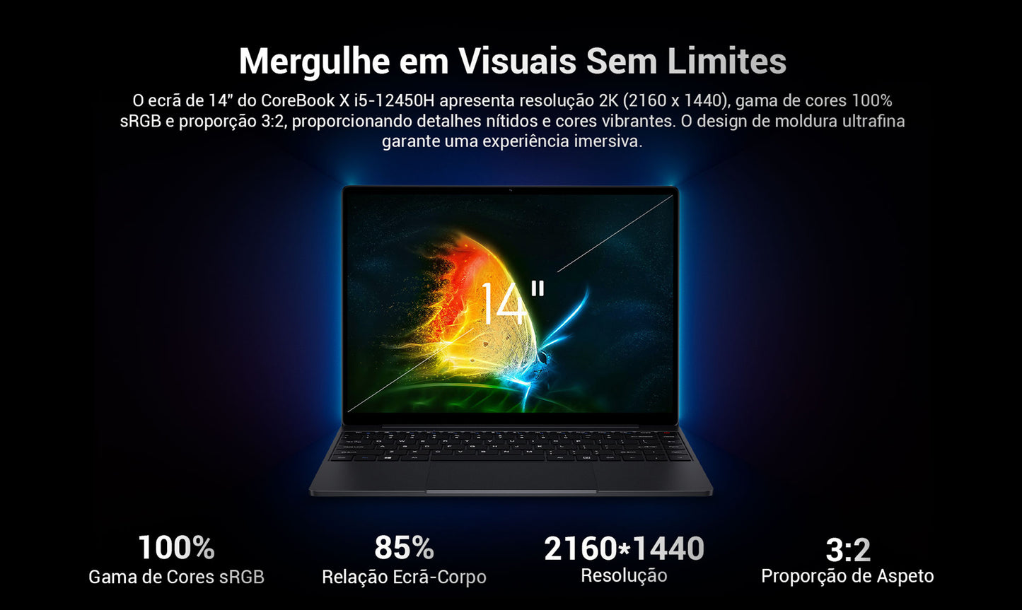 Portátil Core Book X 14,1" 2K I5-12450H 16GB/512GB Windows 11 Home - CHUWI