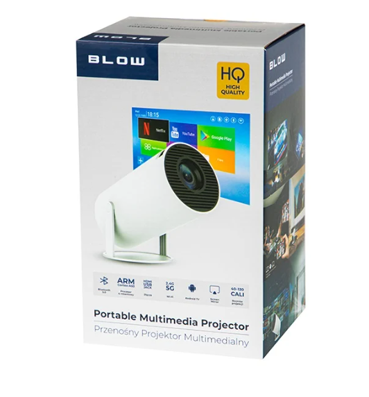 Vídeo Projetor Portátil 4K Android Full HD (Branco) - BLOW