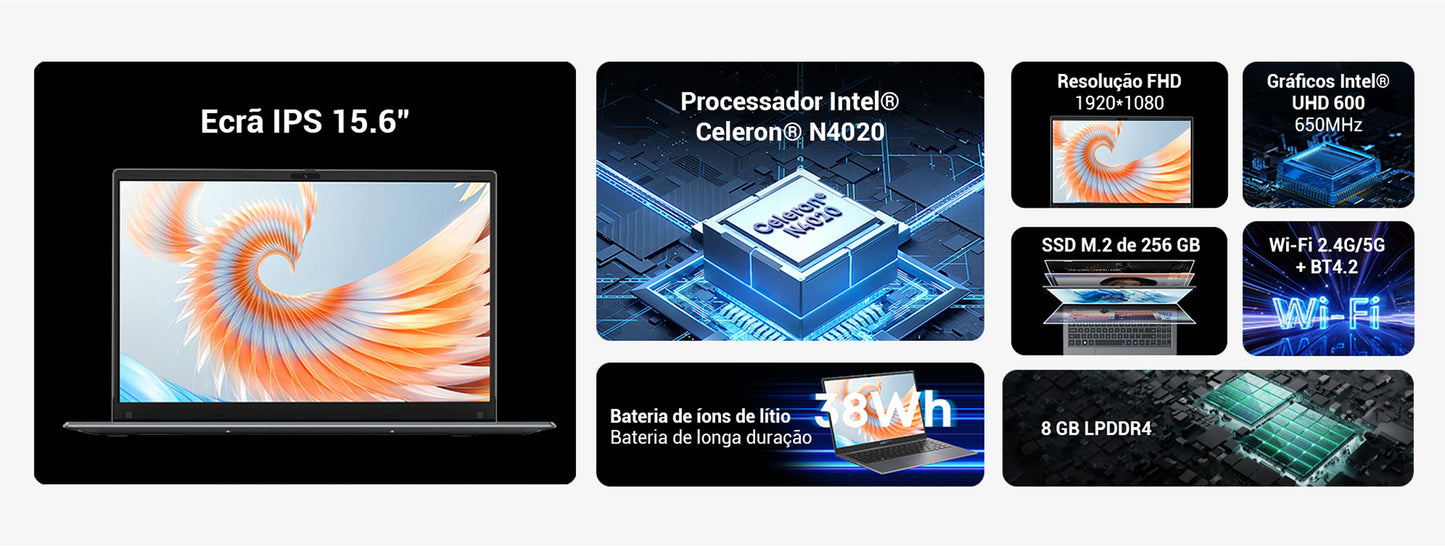 Portátil Hero Book Plus 15,6" FHD Intel N4020 8GB/256GB Windows 11 Home - CHUWI