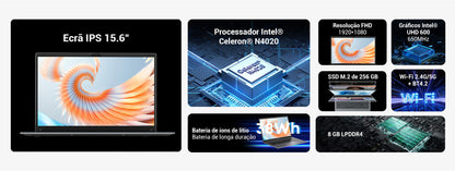 Portátil Hero Book Plus 15,6" FHD Intel N4020 8GB/256GB Windows 11 Home - CHUWI