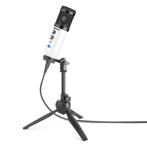 Microfone Condensador USB de Estúdio c/ Eco (CM320W) Branco - VONYX